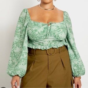 NWT Eloquii Puff sleeve smocked top